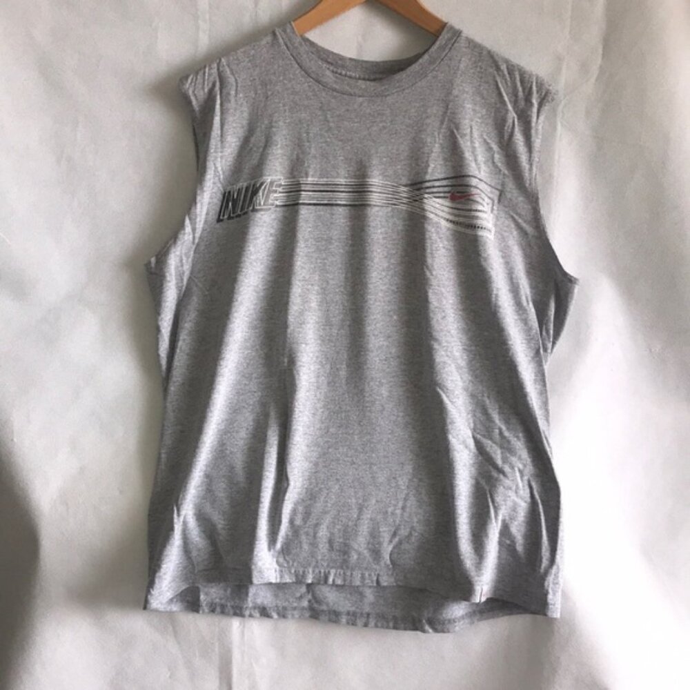 Nike Gray Sleeveless Tank Tee Top Cotton Shirt Active Wear Sports Gym Athleisure